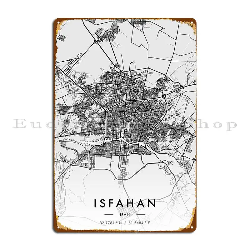 

Isfahan карта города, белая металлическая табличка, подсветка, пещера, настенная пещера, настенный декор, жестяной знак, плакат