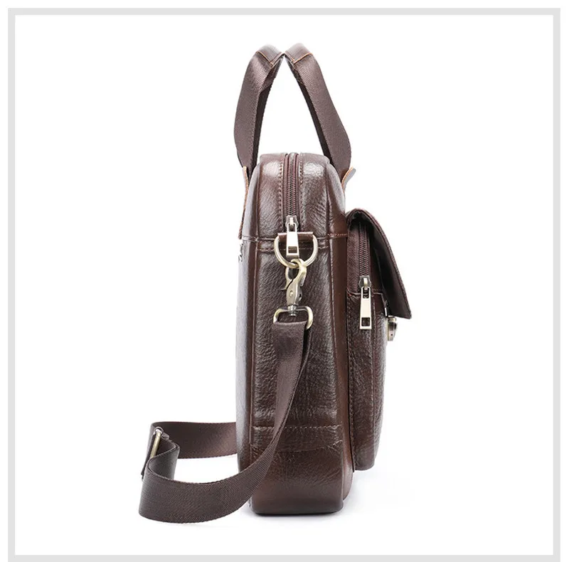 Business casual genuine leather men's briefcase vintage luxury soft real cowhide anti-theft handbag work laptop messenger bag