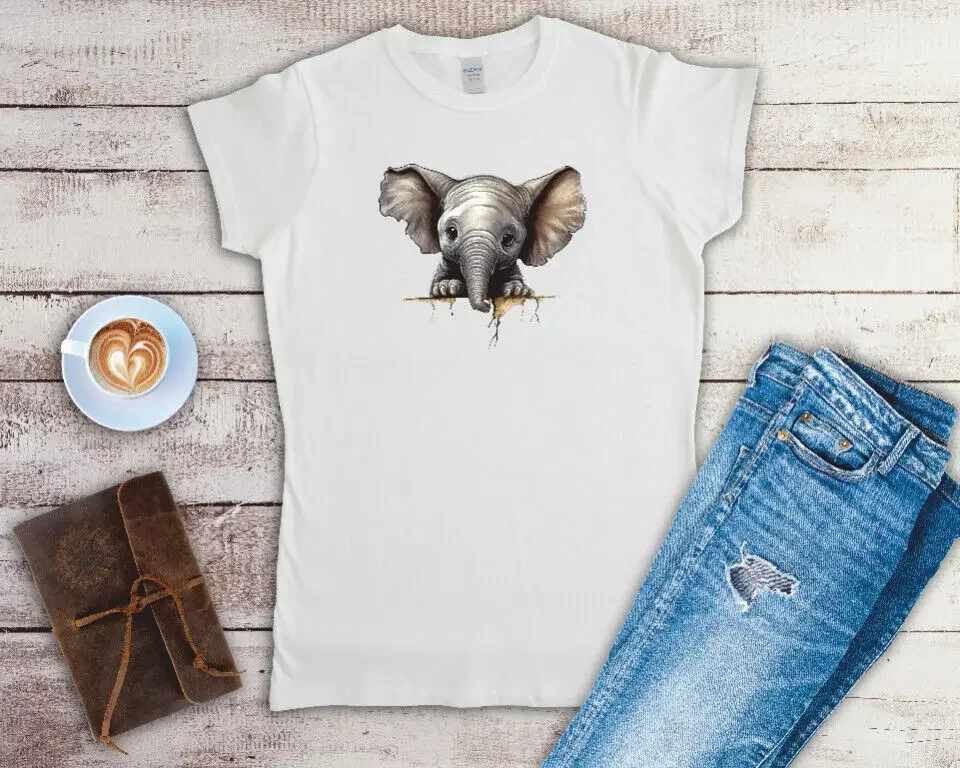 Женская облегающая футболка Peeking Elephant размеры Small-2XL