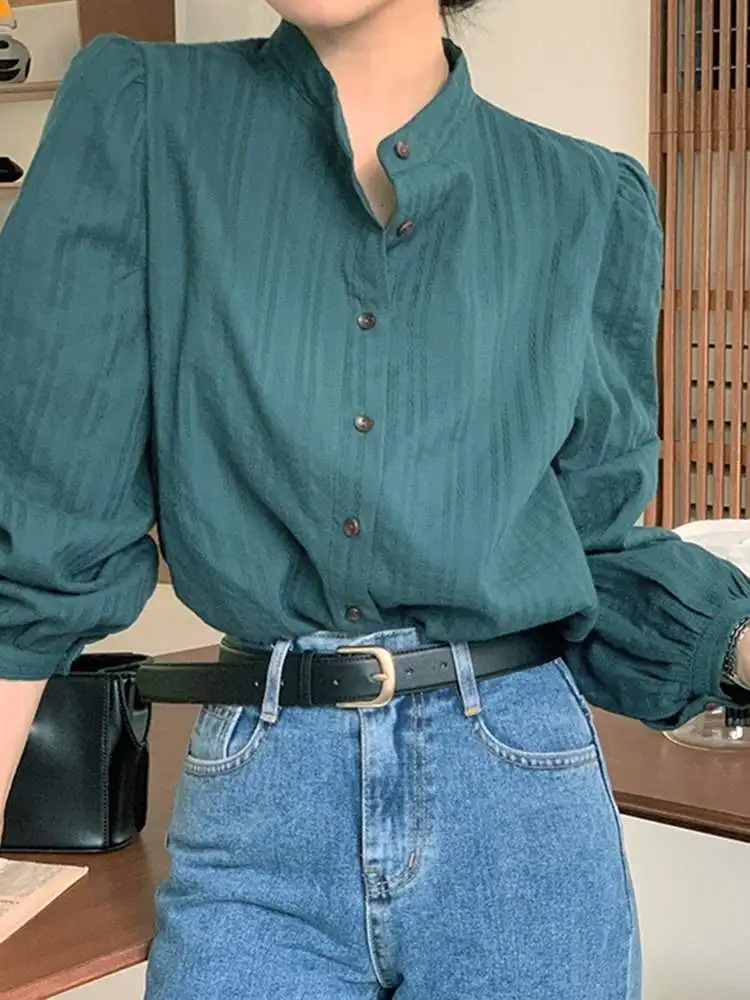 

Рубашка VONDA Женская с длинным рукавом, брендовая блузка на пуговицах, Повседневная Блузка оверсайз с отложным воротником