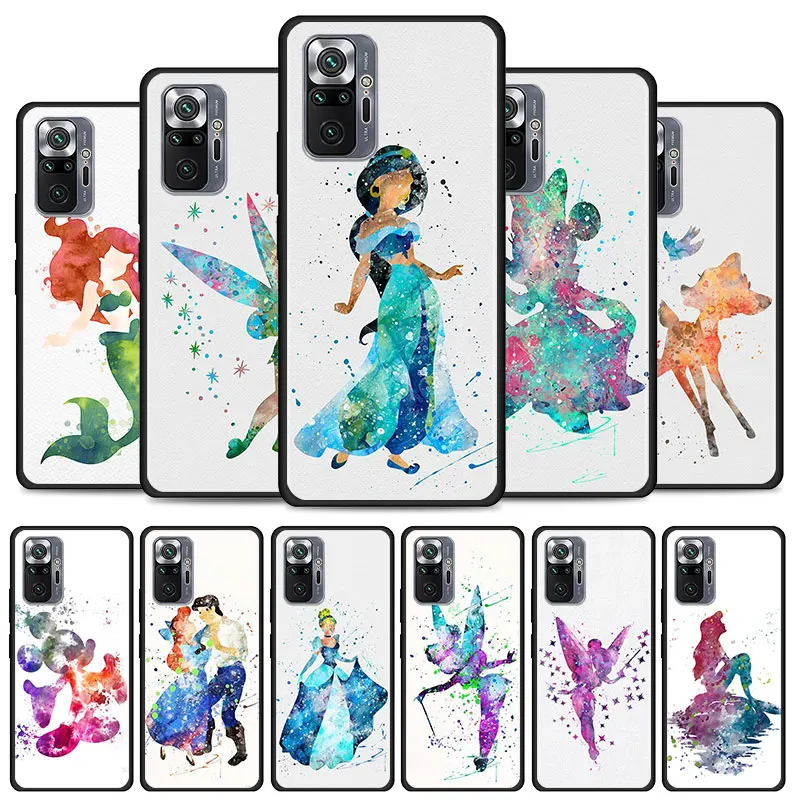 

Cartoon Princess Mermaid Snow White Protective Silicone Soft Case For Xiaomi Redmi note 9S 9 4G 9T 7 K40 6 Pro Cover Coque