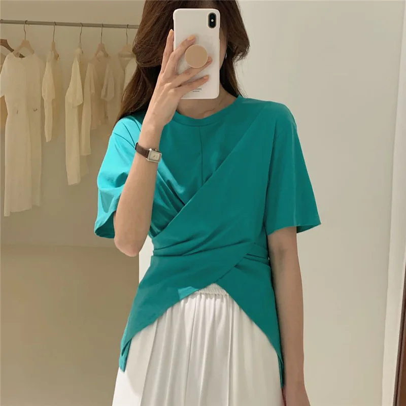 

Solid color short-sleeved summer casual round neck new T-shirt grey