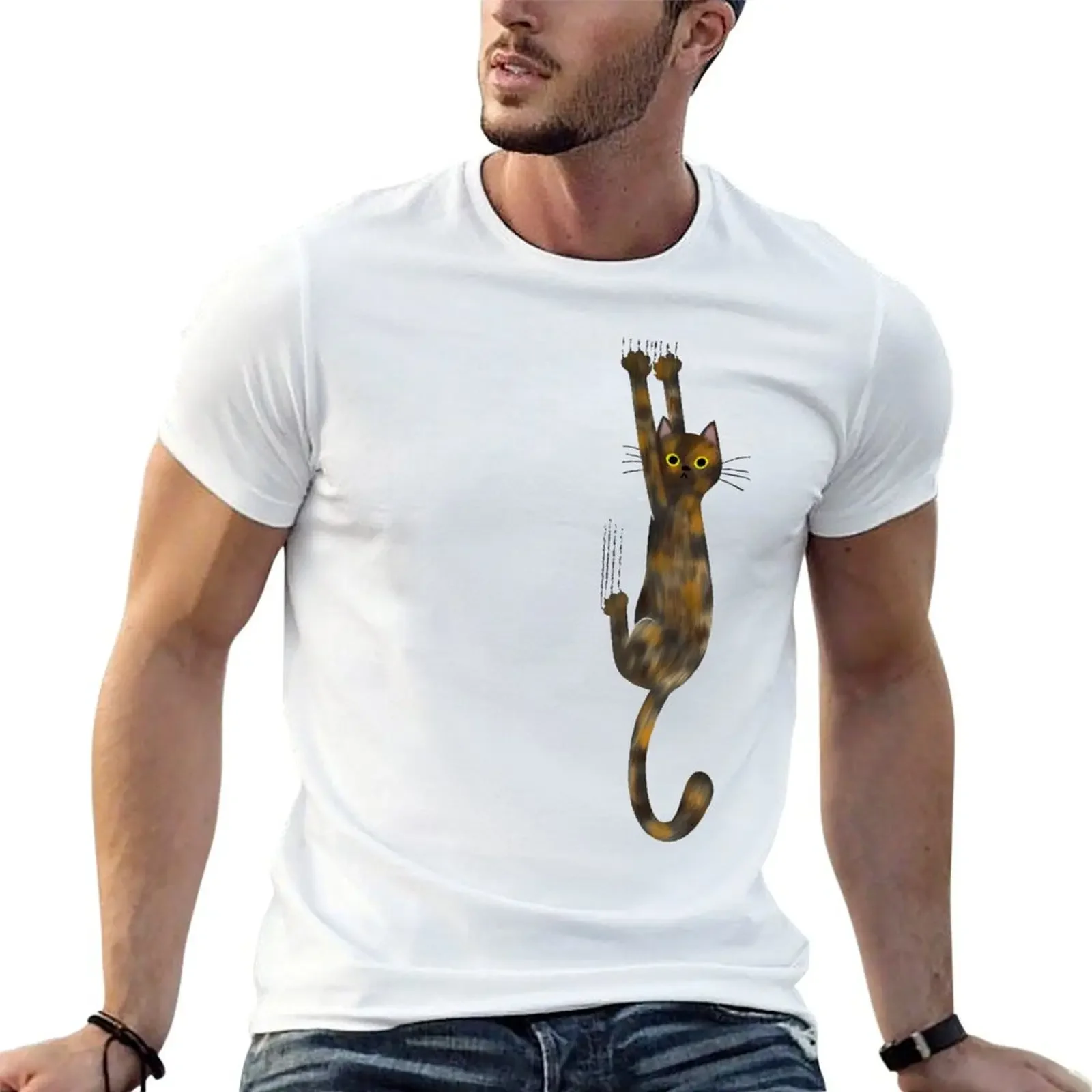 Черепаховый кот висит на Tortie Cat с желтыми глазами футболка топы рубашки