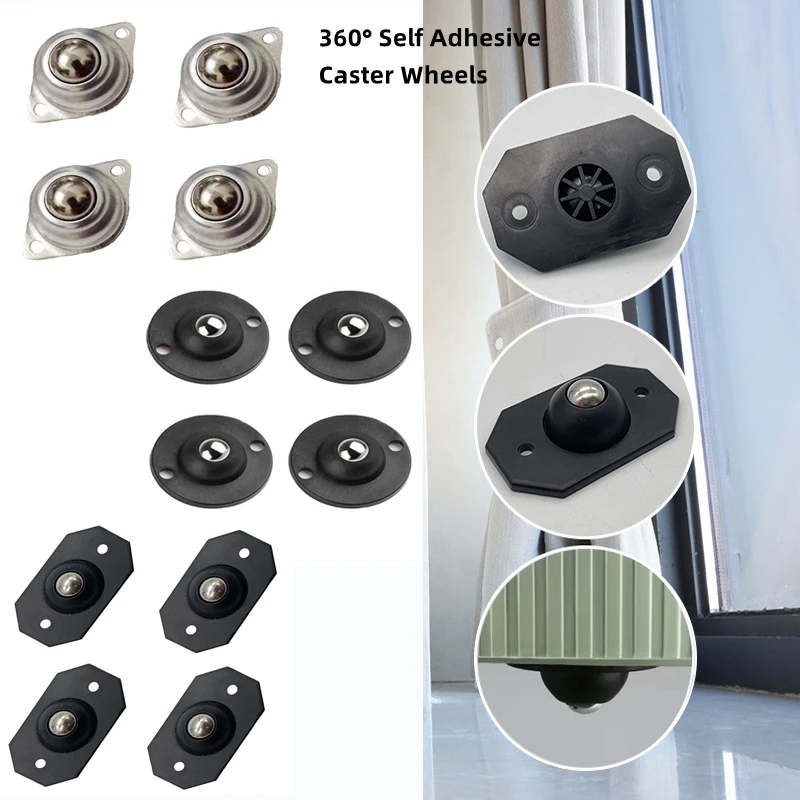 

4Pcs/lot Caster Wheels Self Adhesive 360 Degree Load Bearing 10/40/100kg Paste Swivel Wheels Sticky Pulley for Furniture