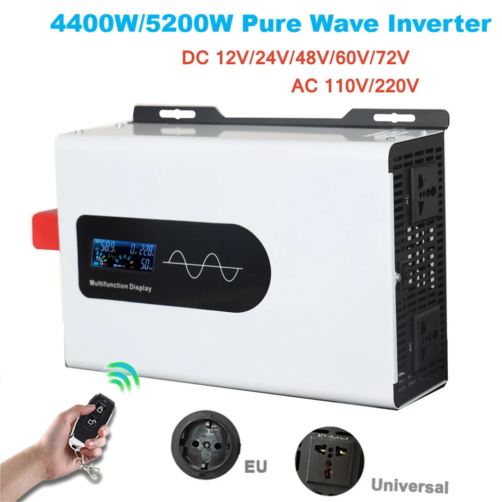 

Pure Sine Wave Inverter DC AC 12V 220V 4400W 5200W Sinus Sin Converter Solar Inverter Car Outdoor Bank Power Supply Charger