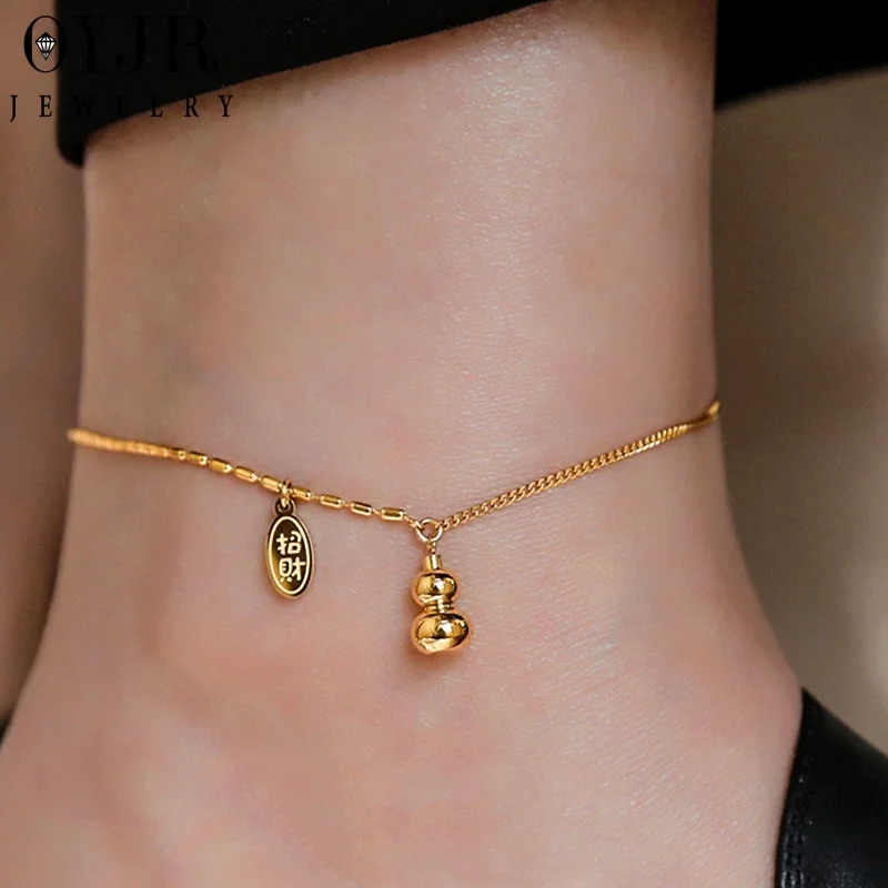 

OYJR Boho Lucky Gourd Anklets Female Sandals Anklet on Foot Ankle Bracelets for Women Leg Chain Cavigliera Beach Accessories