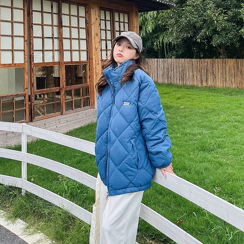 Stand Collar Oversized Winter Jacket For Women Solid Fashion Female Ladies Cotton Padded Outerwear Winter Coat Parkas