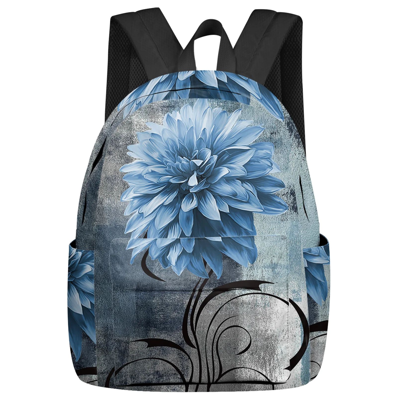 

Dahlia Oil Painting Abstract Texture Plant Flower Blue Backpacks Custom School Bags Laptop Backpack Men Women Travel Mochila