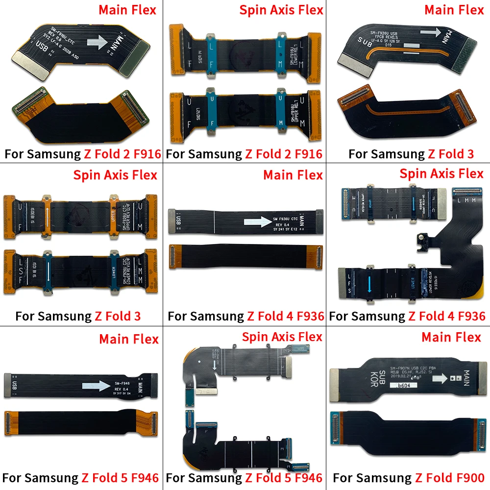 Фото 1 пара гибких кабелей для вращения экрана для Samsung Z Fold 2 3 4 5 F916 F936 F946 F900, запчасть для ремонта телефона №2