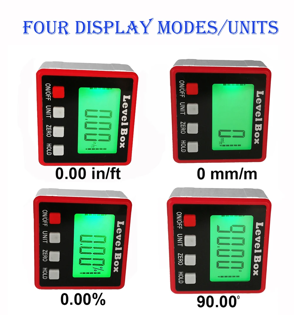Красный цифровой транспортный инклинометр 360-градусный электронный уровень для