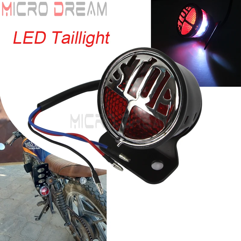 

Retro "STOP" Brake Taillight Old School Miller Replica Rear Stop Light Tail Lamp For Cafe Racer SR XS CB GS XS XJ Bobber Cruiser