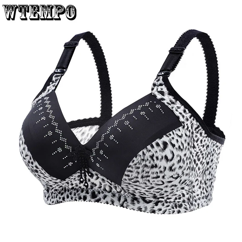 

Push Up Bra Women Sexy Lingerie Plus Size Sticky Bra Bralette Top No Steel Ring Thin Section Leopard Bras Wire Free Paste Drill