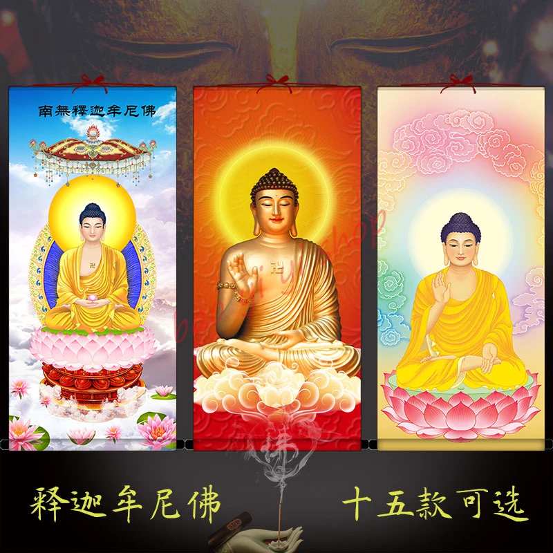 

Sakyamuni Buddha portrait Tathagata Buddha Hanging pictures, Exquisite religious Feng Shui scroll decorative painting