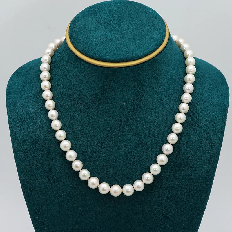 Huge charming 8-9mm natural south sea genuine white round necklace free shipping women jewelry