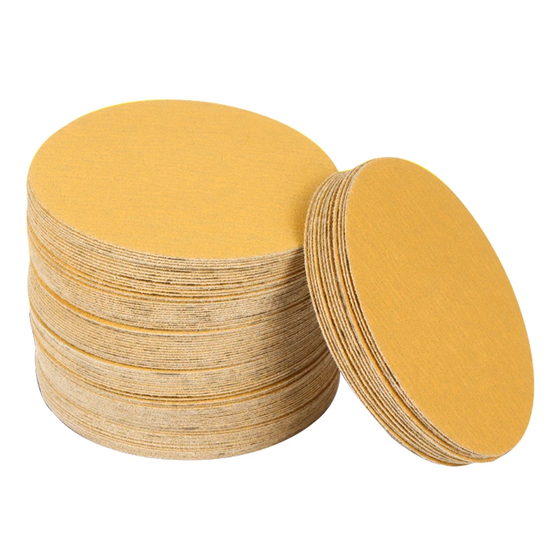 

100 Pieces 125mm (5-inch) Yellow Sanding Discs Aluminum Oxide Dry Sanding Papers Hook and Loop Grit 60~500