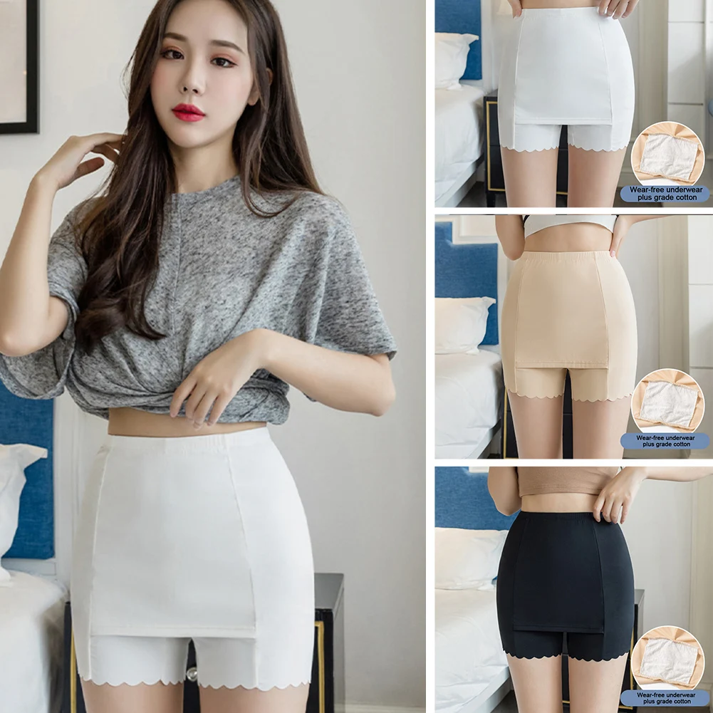 

Белье с завышенной талией, ледяные шелковые двухслойные безопасные шорты, женские штаны, тонкая приталенная бесшовная юбка, женские летние ...