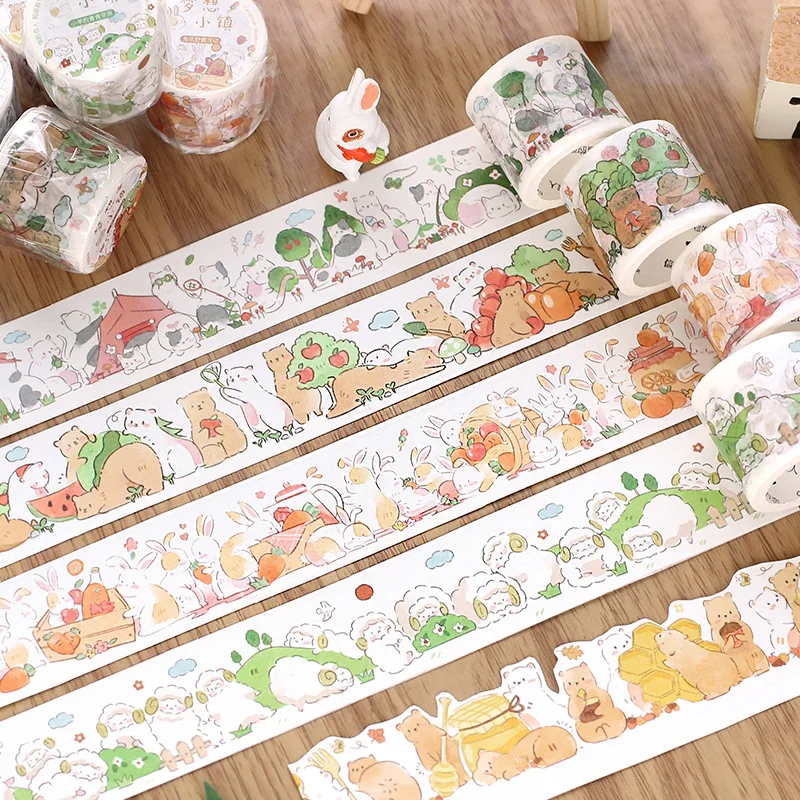 

Hand Tent and Paper Tape Cute Girl Heart Cartoon Small Animal Restaurant Cat Kawaii Sticker Hand Tent Decoration Dream Town