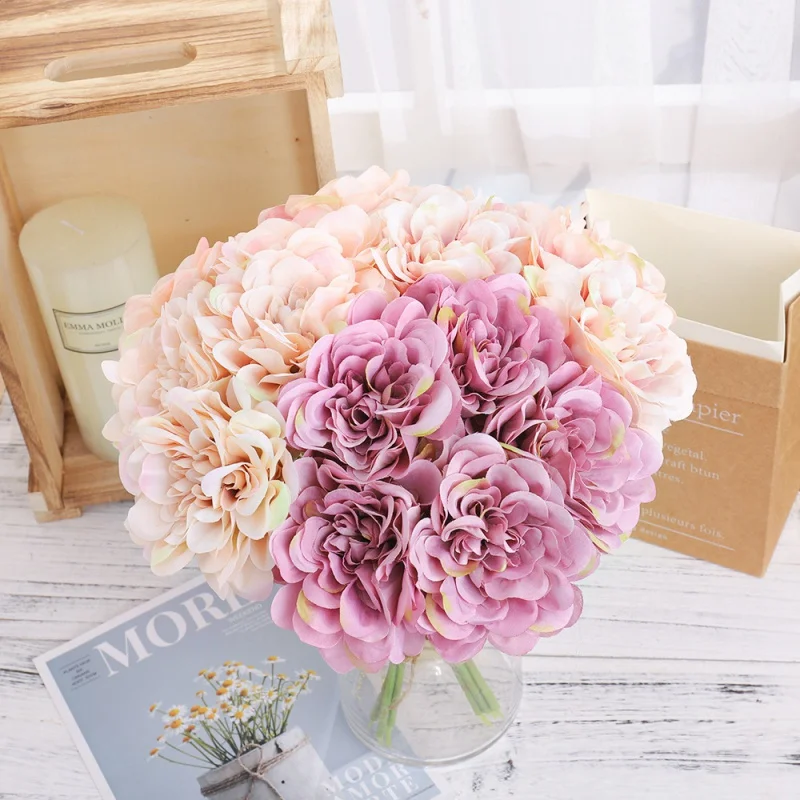 

Simulated flower 5 peonies Simulated Hydrangea macrophylla Artificial plants Wedding ceremony decoration Bridal bouquet