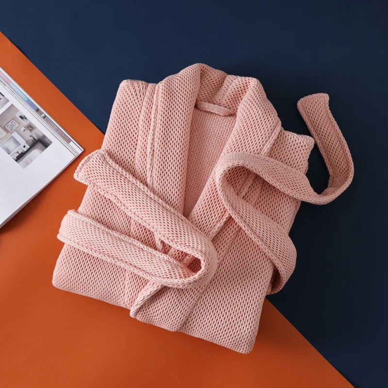Casual Warm Bathrobe for Couple Elegant Kimono Long Robe Terry Towel 100% Cotton Absorb Water and Dry Quickly