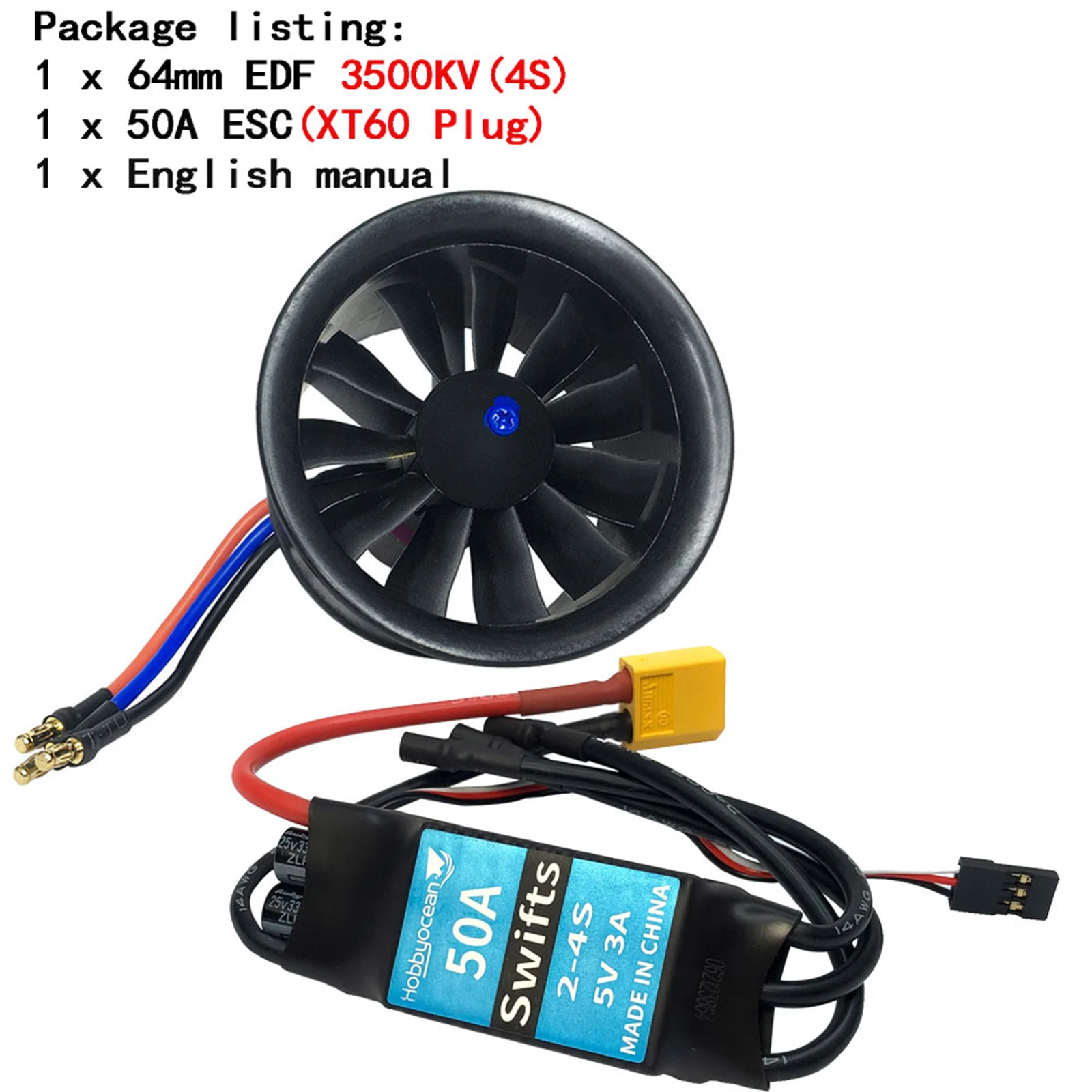 

3900KV 3500KV EDF Duct Housing Fan 50A ESC Propeller Duct Fan 11 Blades Brushless Motor Duct Fan Spare Parts for RC Jet Airplane