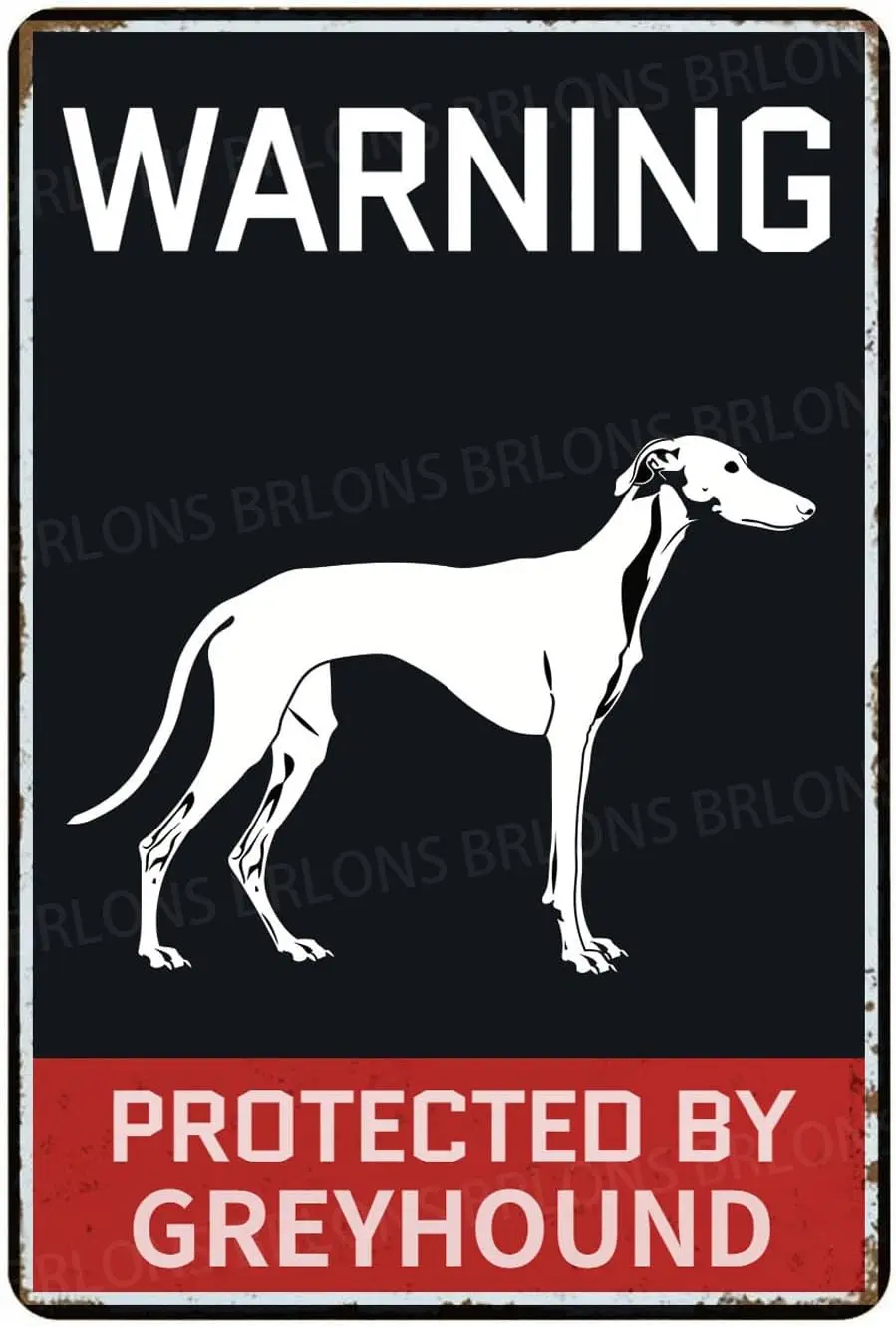 Металлический знак предупреждение защищенный борзой остерегайтесь собаки