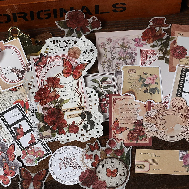 

80pcs/lot Memo Pads Material Paper Floral Plants Junk Journal Paper diary Scrapbooking Cards Background Decoration Paper