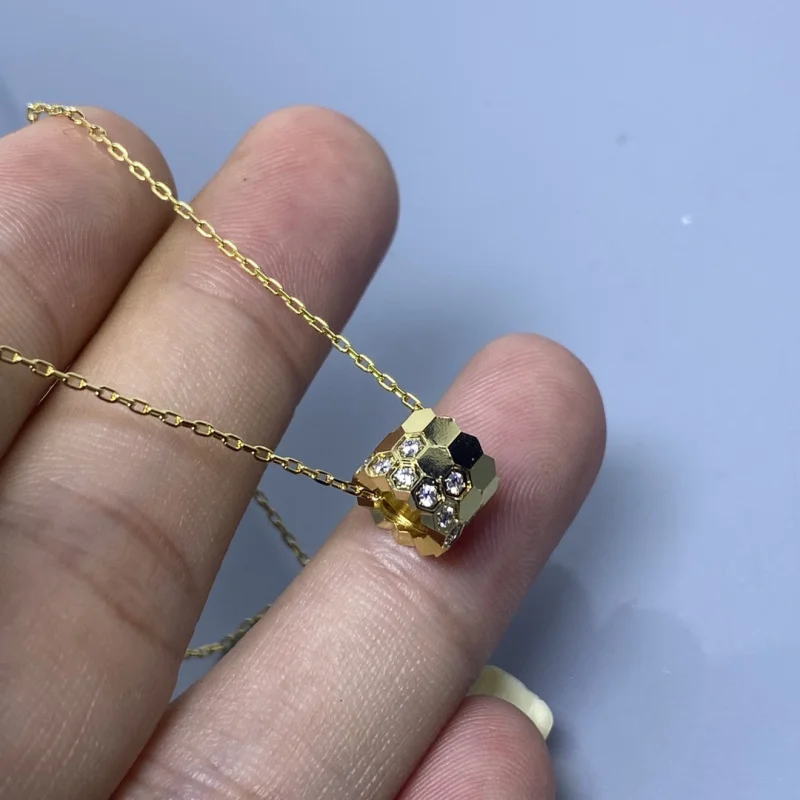 Высокая версия ожерелье в виде сот клетчатый цилиндр кулон сотCNCHexagonal цепочка на