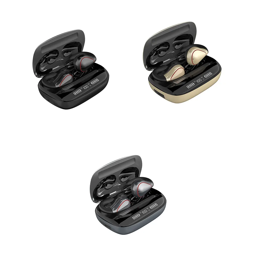 

Bone Conduction Bluetooth-compatibility Earbuds Headphone Charging Case Ear Hook Handsfree Sports Earphone Gold