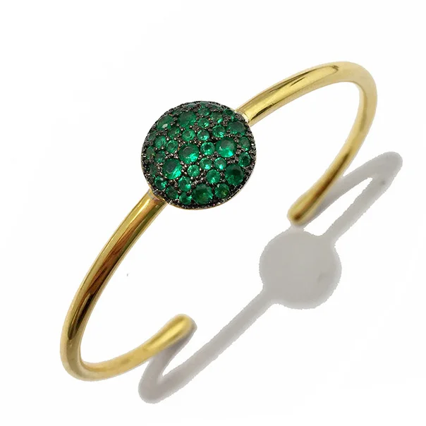 

Pomellato and Simple Zircon Bangle For Women Mushroom style Open Bangle Gold Plated 7 Colors Crystal Round Bracelets For Women
