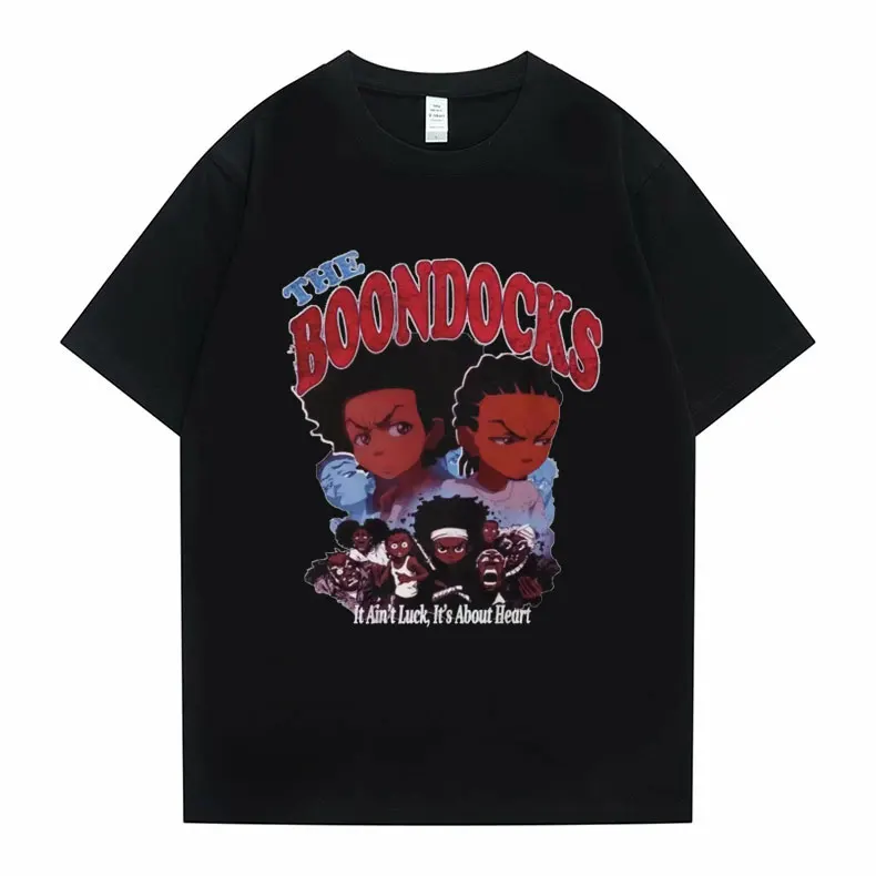 

Футболка Мужская/женская с принтом хуи и Райли The Boondocks, Повседневная модная смешная хлопковая рубашка, топ с коротким рукавом в стиле хип-хо...