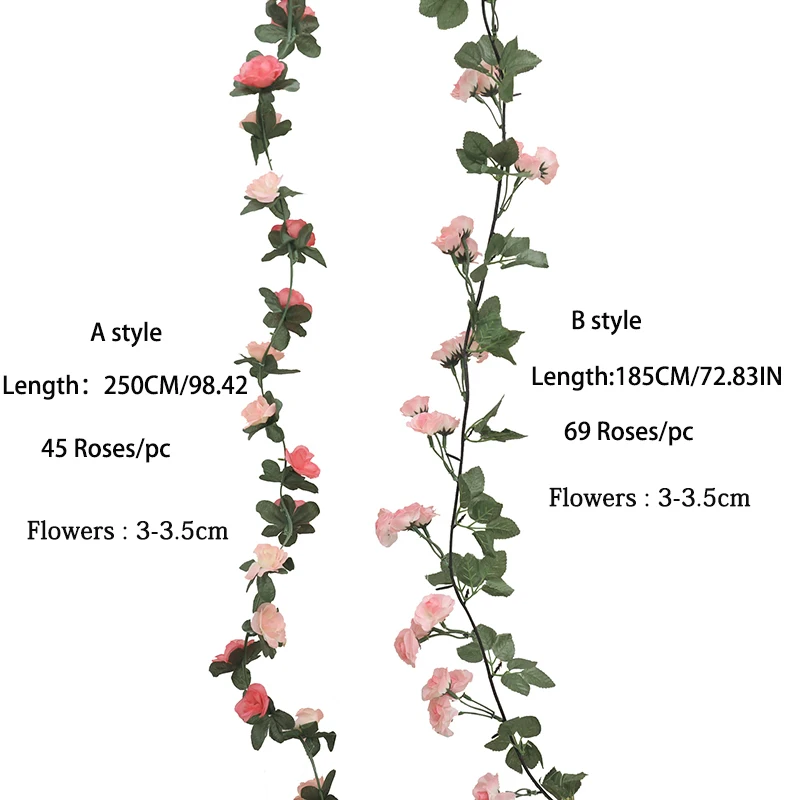 Rose Artificial Flower Christmas Garland DIY Wedding Arch Garden Decoration Home Living Room Wall Hanging Autumn Fake Plant Vine images - 6