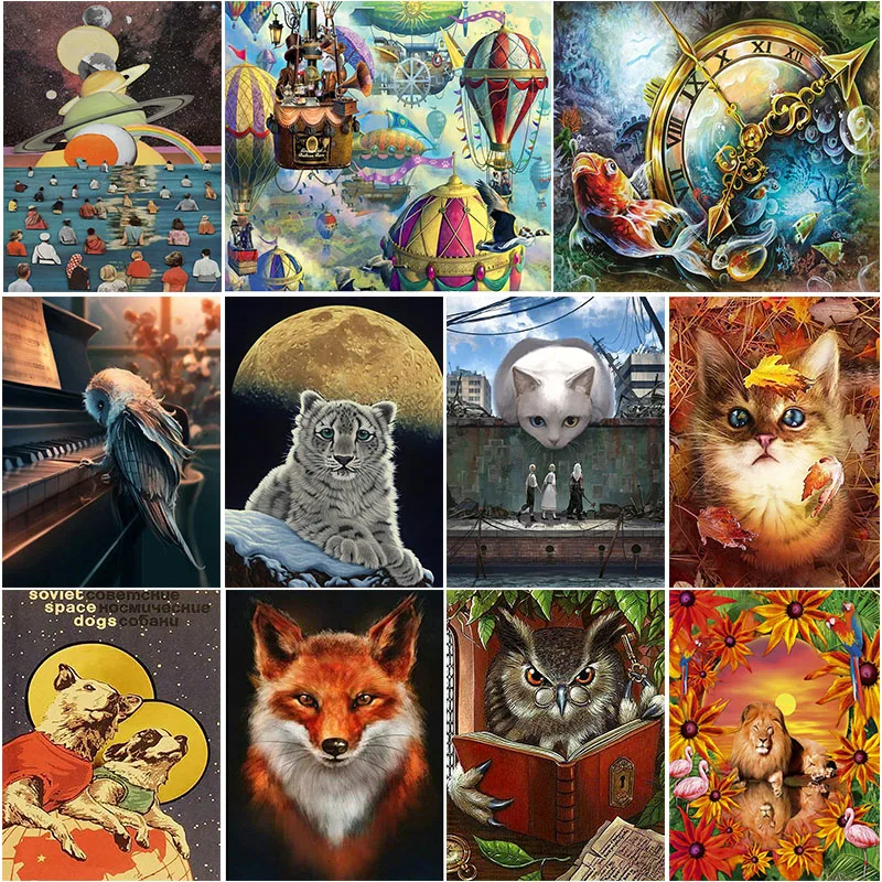 5D алмазная живопись сделай сам сова лиса вышивка полная круглая Алмазная