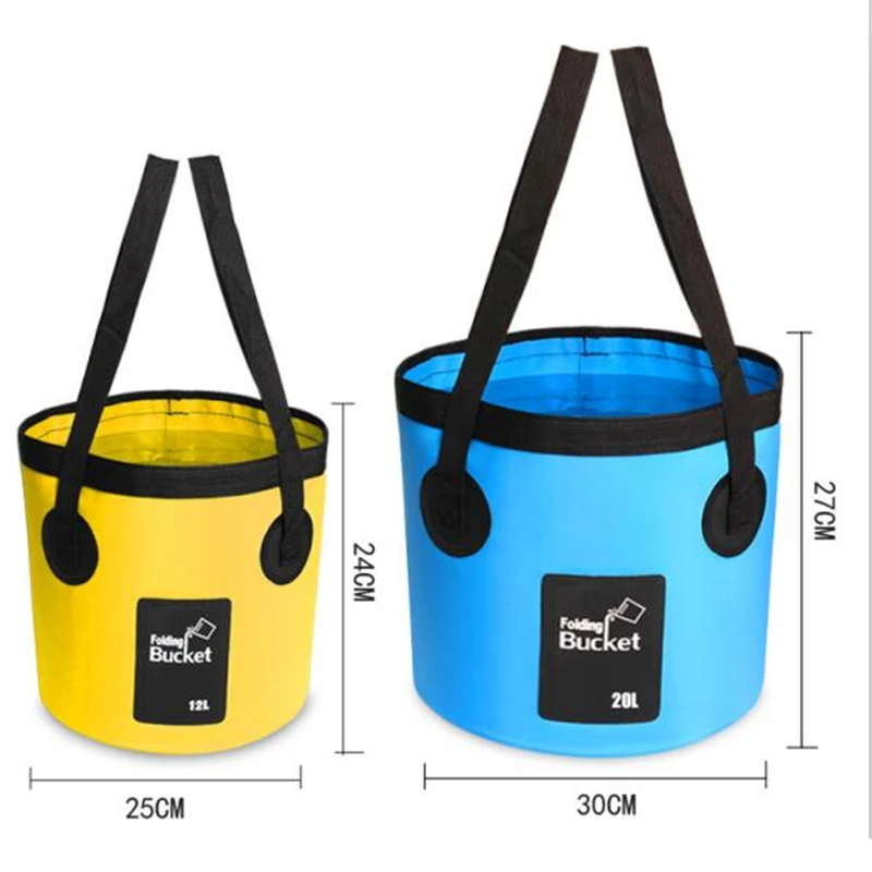 12L 20L Water Bag Portable Bucket Water Storage Carrier Bag Container Waterproof Camping Hiking Fishing Travel Fold Bucket Bags