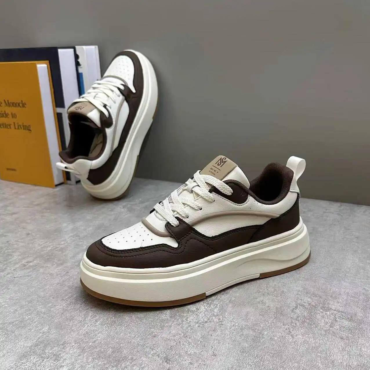 White Shoes Men's 2024 Autumn New Sports Casual Platform Height Increasing Board Fashion Brand All-Match Genuine ... |