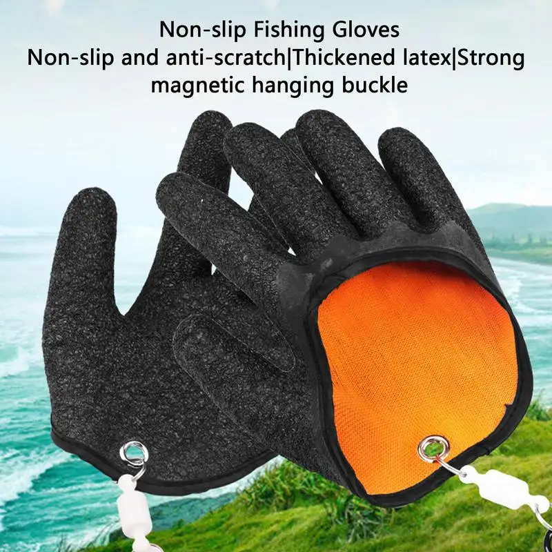 

1pcs Fishing Gloves Non-slip Fish Catching Fisherman Protect Hand Puncture Latex Fishing Hunting Mittens Left Right Hand Gloves