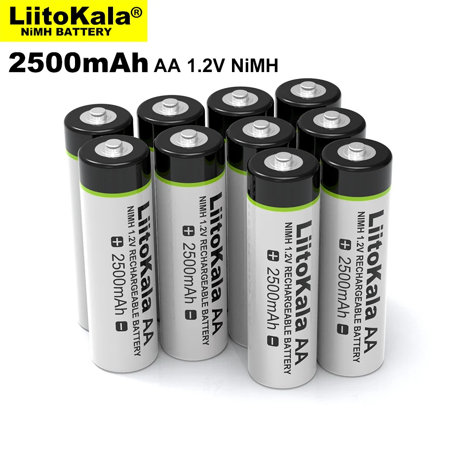 

10 шт., перезаряжаемые аккумуляторы Liitokala, 1,2 в, AA, 2500 мАч