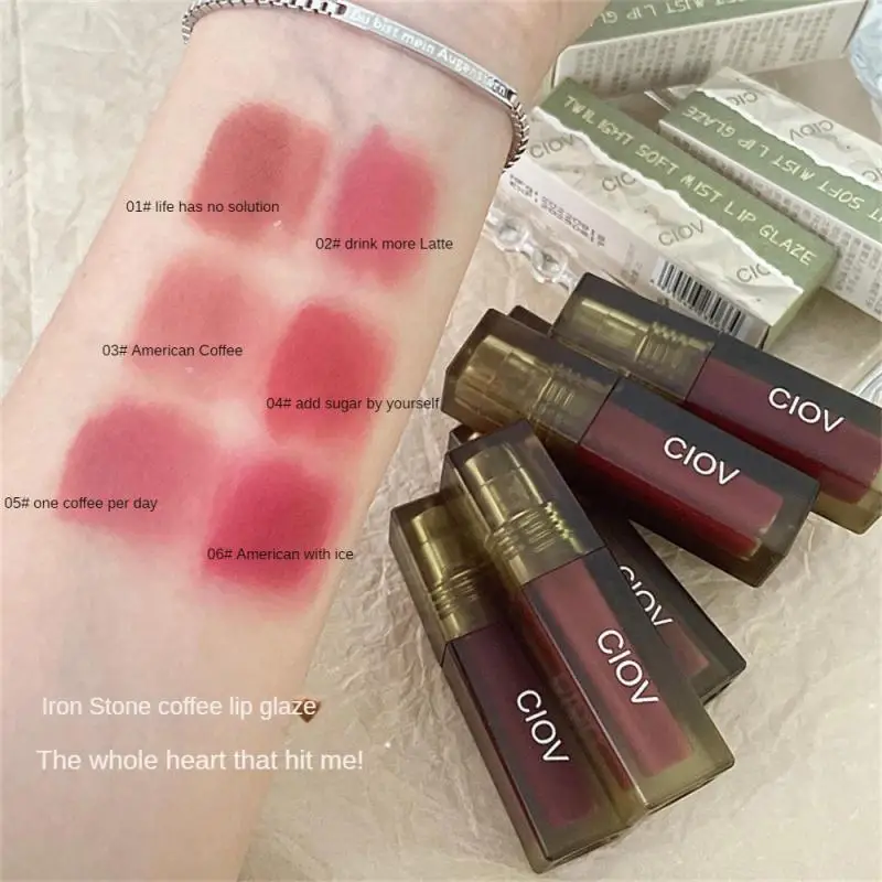 

CIOV 6 Color Lip Mud Lip Gloss Matte Fogging No-fade Waterproof Long Lasting Velvet Lip Glaze Cosmetics