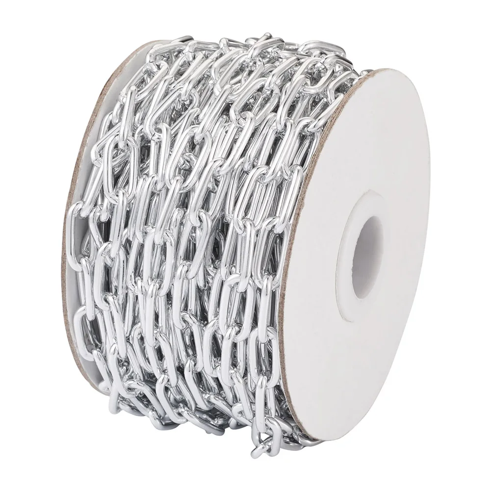 10m/Roll Aluminum Chains Drawn Elongated Paperclip Cable Chains Unwelded 15.5x7.5x2mm For Women Jewelry Making Necklace Supplies