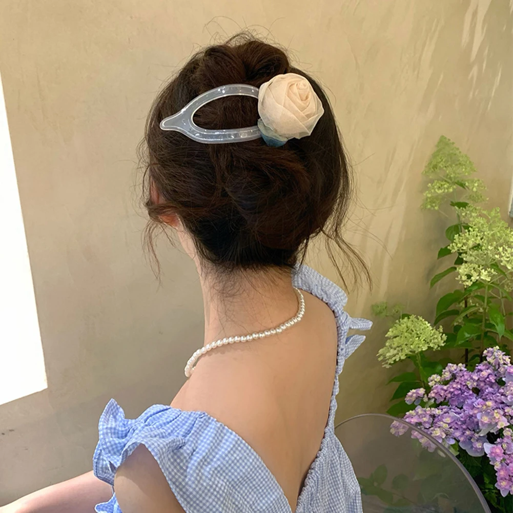 

Elegant Organza Flower Duckbill Hair Claws Vintage Hair Clips Barrettes Accessories Women Girls Sweet Hairpin Ponytail Headdress
