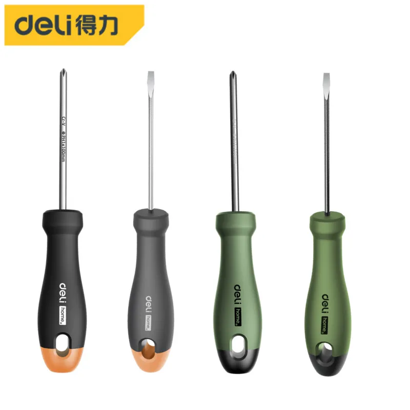 

Deli Portable SLOTTED/Phillips Magnetic Screwdriver TPR and PP Double Material Handle Multifun Household Hand Repairing Tools