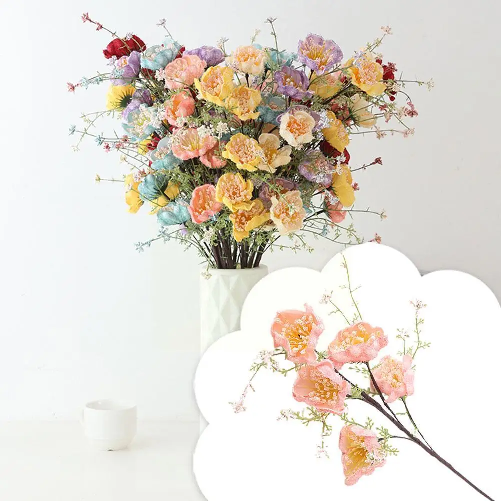 

5 Heads Artificial Rhododendron Flowers Foam Flowers Bouquets With Stem For Home Tables Kitchen Hotel Wedding Party Decor X0Q2