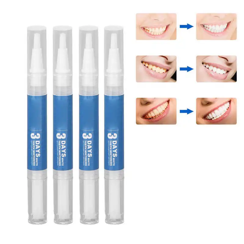 

4pcs Teeth Whitening Pen Plaque Stains Removal Soft Brush Head Dental Brightening Pen Clean Mouth Tooth Brushing Pen