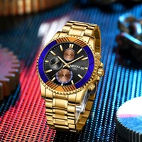 nibosi gold stainless steel sport watch men quartz wrist watches chronograph mens watches top brand luxury relogio masculino