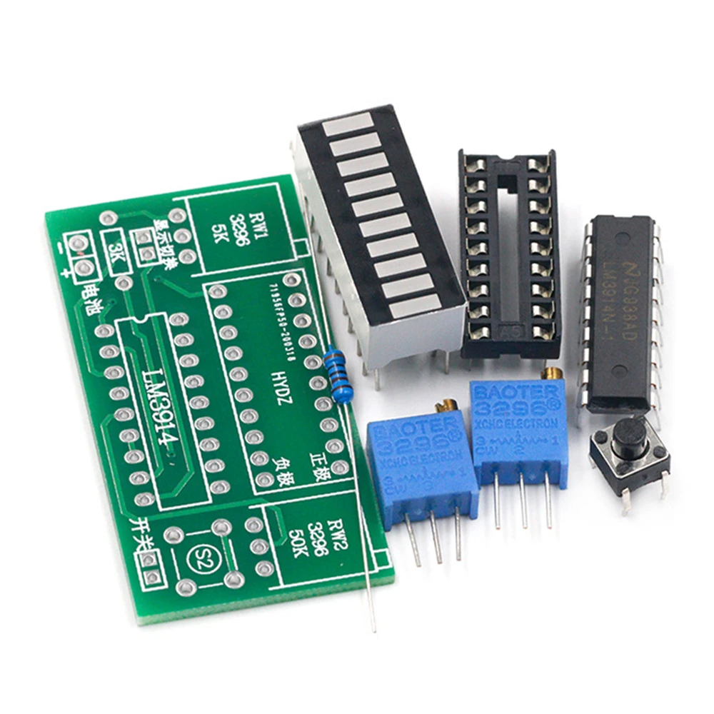 

2023NEW LM3914 10 Segment 3.7V Lithium 12V Battery Capacity Indicator Module Power Level Tester LED Display Electronic DIY Kits