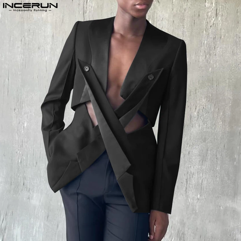 INCERUN мужской повседневный однотонный свободный пиджак 2024 красивые простые