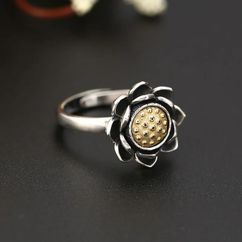 

Мужское и женское кольцо из серебра 925 пробы с цветком лотоса