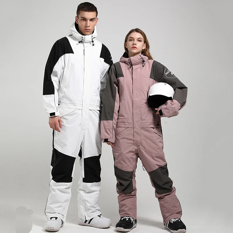 Hooded One Piece Sport Snowboard Men Snowsuit Women Mountain Full Tracksuits Jumpsuit Outdoor Winter Ski Ladies Warm Overall