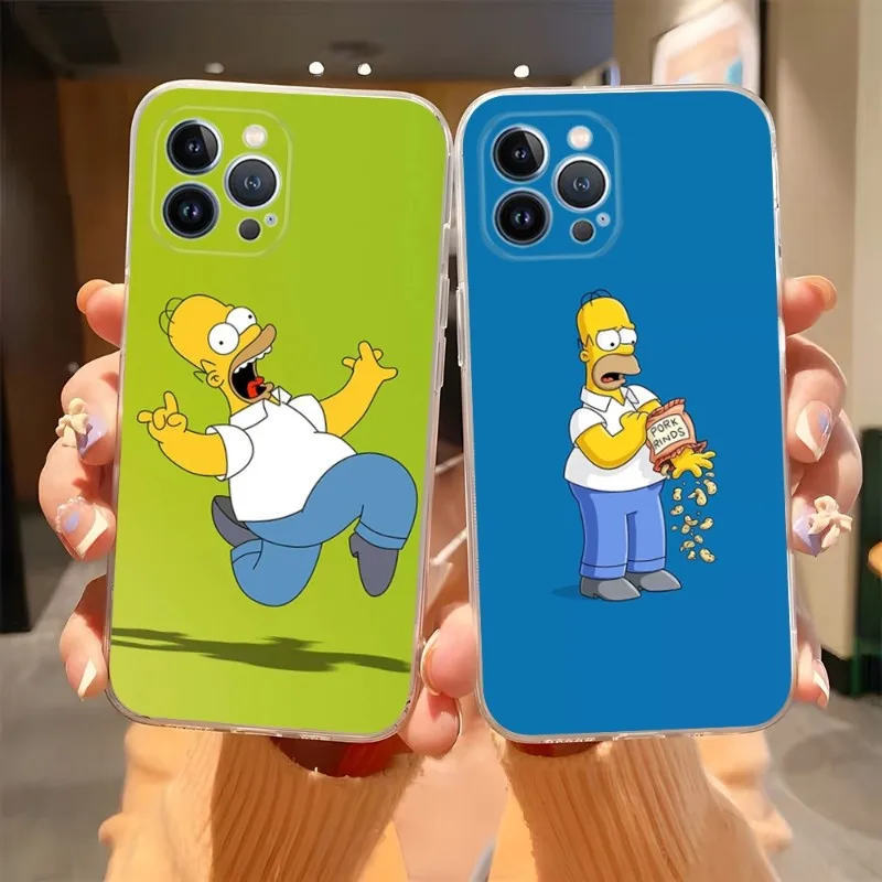 Cartoon Homer Simpson Family Phone Case Transparent For Iphone 14Pro 11 12 13 Pro Max Mini 6 6s 7 8 Plus X XR XS SE2020 Cover