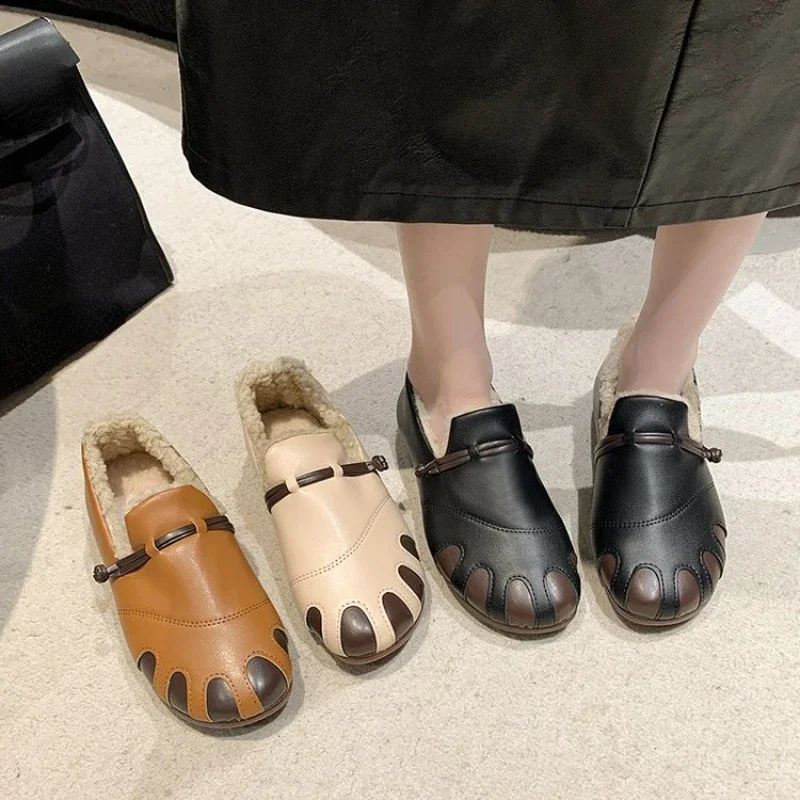 

2024 Женская Теплая обувь, женская мягкая подошва на плоской подошве, Классические классические туфли, женская зимняя новая стильная обувь