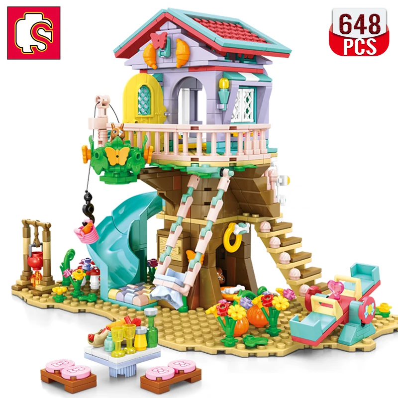 

SEMBO Ideas MOC Summer Jungle Camping House Building Blocks Dream House Bricks Assembly DIY Toys Holiday Gift For Girls